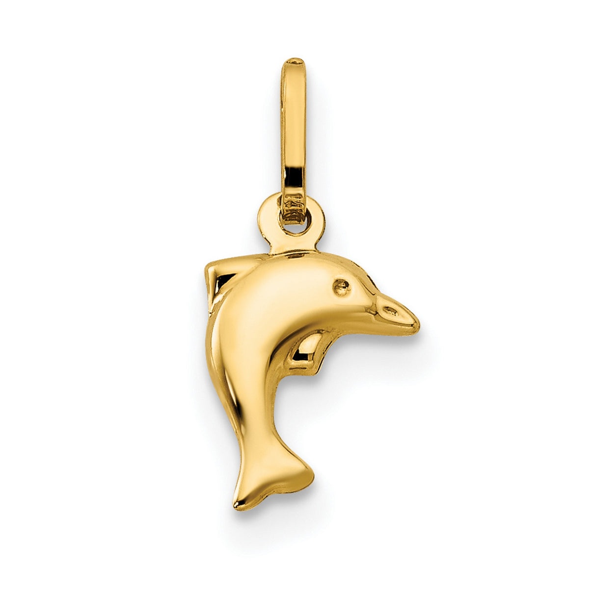 Madi K Small Hollow Dolphin Charm Pendant in Real 14k Yellow Gold