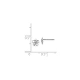 14k White Gold Stud Earrings with Cubic Zirconia, Open Petal Floral Design for Women