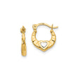14k Yellow Gold Open Heart Hoop Earrings with Rhodium Accents, Dual Tone Polished Design for Women