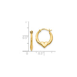 14k Yellow Gold Heart Hoop Earrings, Curved Heart Silhouette, Polished Finish for Women