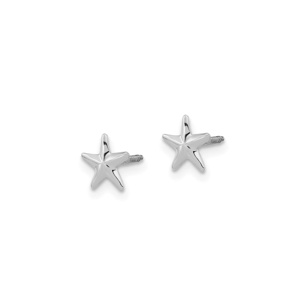 14k White Gold Star Shaped Stud Earrings with Screw Backs, Celestial Minimalist Design