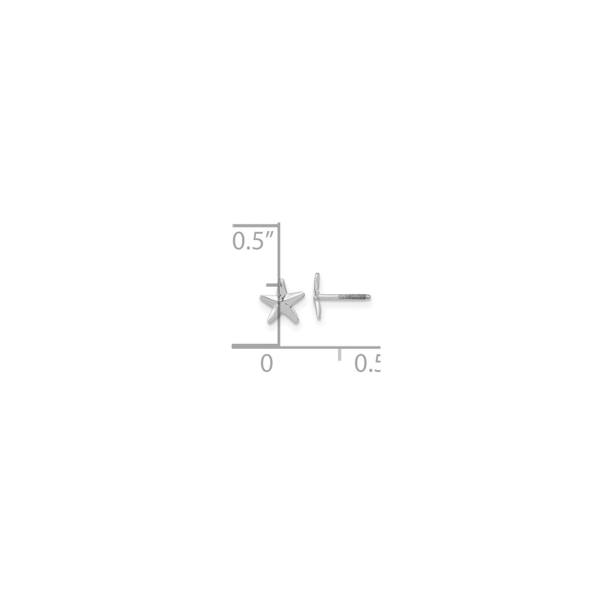 14k White Gold Star Shaped Stud Earrings with Screw Backs, Celestial Minimalist Design