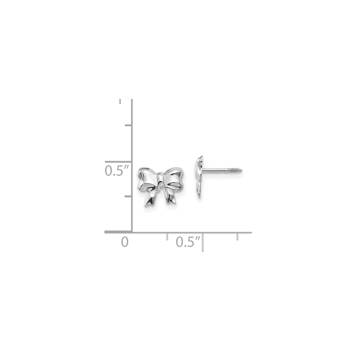 14k White Gold Bow Stud Earrings, Polished Ribbon Design, Lightweight and Minimalist Style