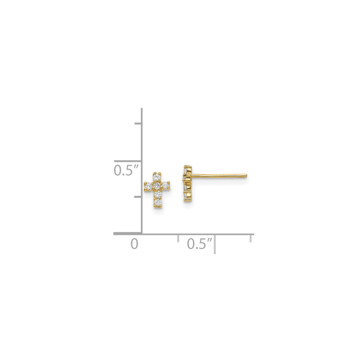 14k Yellow Gold Cross Pendant with Cubic Zirconia, Modern Religious Design for Men and Women