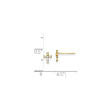 14k Yellow Gold Cross Pendant with Cubic Zirconia, Modern Religious Design for Men and Women