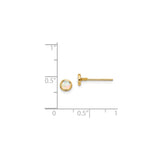 14k Yellow Gold Opal Stud Earrings, Round Bezel Set Minimalist Gold Studs for Women