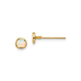 14k Yellow Gold Opal Stud Earrings, Round Bezel Set Minimalist Gold Studs for Women