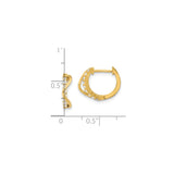 14k Yellow Gold Hoop Earrings with Cubic Zirconia, Twisted Design, Lightweight Modern Style