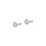 14k White Gold Solitaire Bezel Stud Earrings with Cubic Zirconia, Minimalist Modern Style