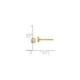 14k Yellow Gold Stud Earrings with Round Cubic Zirconia in Beaded Bezel Setting