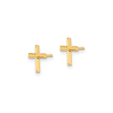 14k Yellow Gold Beveled Cross Pendant, Polished Religious Design for Men and Women