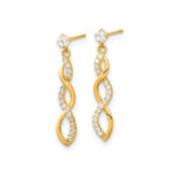 14k Yellow Gold Dangle Earrings with Cubic Zirconia, Twisted Infinity Design