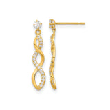 14k Yellow Gold Dangle Earrings with Cubic Zirconia, Twisted Infinity Design