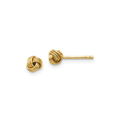 14k Yellow Gold Love Knot Stud Earrings, Intertwined Design, Minimalist Jewelry for Women