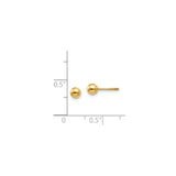 14k Yellow Gold Ball Stud Earrings, Screw Back, Polished Spheres, Lightweight Unisex Jewelry