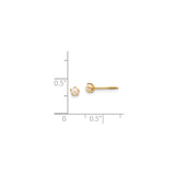 14k Yellow Gold Stud Earrings with Round White Cultured Pearls, Six-Prong Screw Back Design