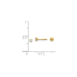 14k Yellow Gold Stud Earrings with Cubic Zirconia, Solitaire Design, Screw Back Closure
