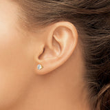 14k Yellow Gold Stud Earrings with Clear Round Cut Cubic Zirconia, Solitaire Four-Prong Setting