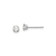 14k White Gold Stud Earrings with Cubic Zirconia, Minimalist Round Design for Women
