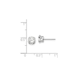 14k White Gold Stud Earrings with Cubic Zirconia, Solitaire Four Prong Setting, Minimalist Style