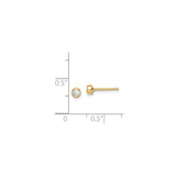 14k Yellow Gold Stud Earrings with Round Bezel Set Cubic Zirconia, Minimalist Design