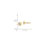 14k Yellow Gold Stud Earrings, Six-Petal Flower Design, Delicate Floral Style for Women