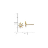 14k Yellow Gold Daisy Stud Earrings with Cubic Zirconia, Floral Design for Women