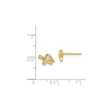14k Yellow Gold Turtle Stud Earrings with Two-Tone Animal Design for Women
