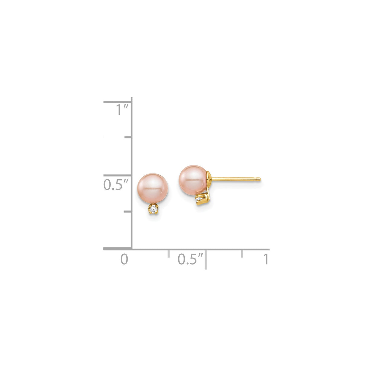 14k Yellow Gold Stud Earrings with Pink Cultured Freshwater Pearls and Diamond Accents