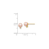 14k Yellow Gold Stud Earrings with Pink Cultured Freshwater Pearls and Diamond Accents