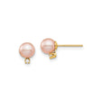14k Yellow Gold Stud Earrings with Pink Cultured Freshwater Pearls and Diamond Accents