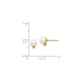 14k Yellow Gold Pearl Stud Earrings with Diamond Accent, Classic Bridal Jewelry