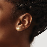 14k Yellow Gold Floral Stud Earrings with Cultured White Button Pearls, Vintage-Inspired Design