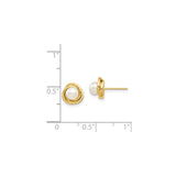 14k Yellow Gold Stud Earrings with White Pearl, Classic Love Knot Design