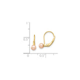 14k Yellow Gold Leverback Earrings with Pink Freshwater Pearls, Classic Dangle Design for Women