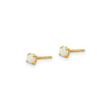14k Yellow Gold Stud Earrings with Created Opal in Classic Four Prong Setting