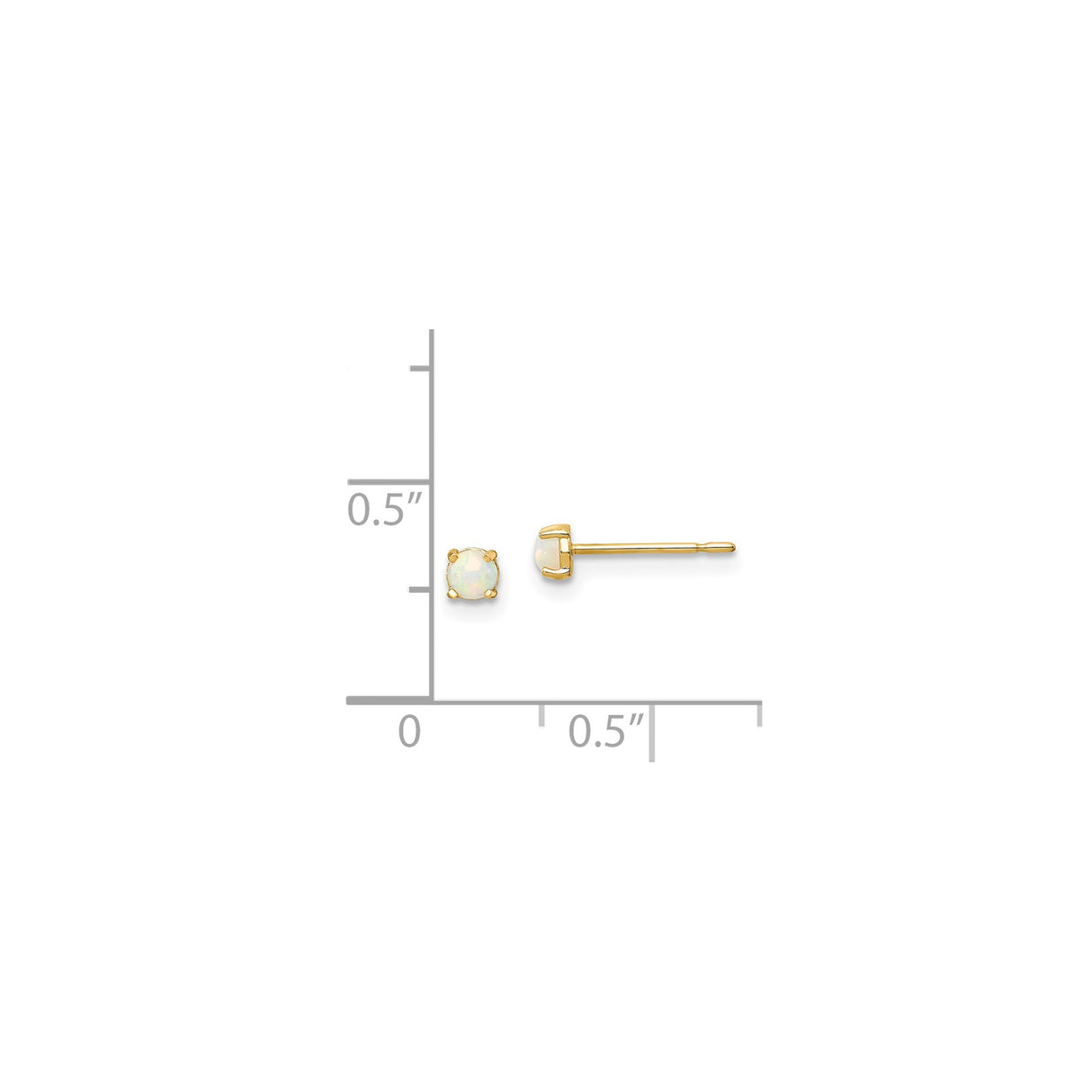 14k Yellow Gold Stud Earrings with Created Opal in Classic Four Prong Setting