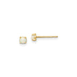 14k Yellow Gold Stud Earrings with Created Opal in Classic Four Prong Setting