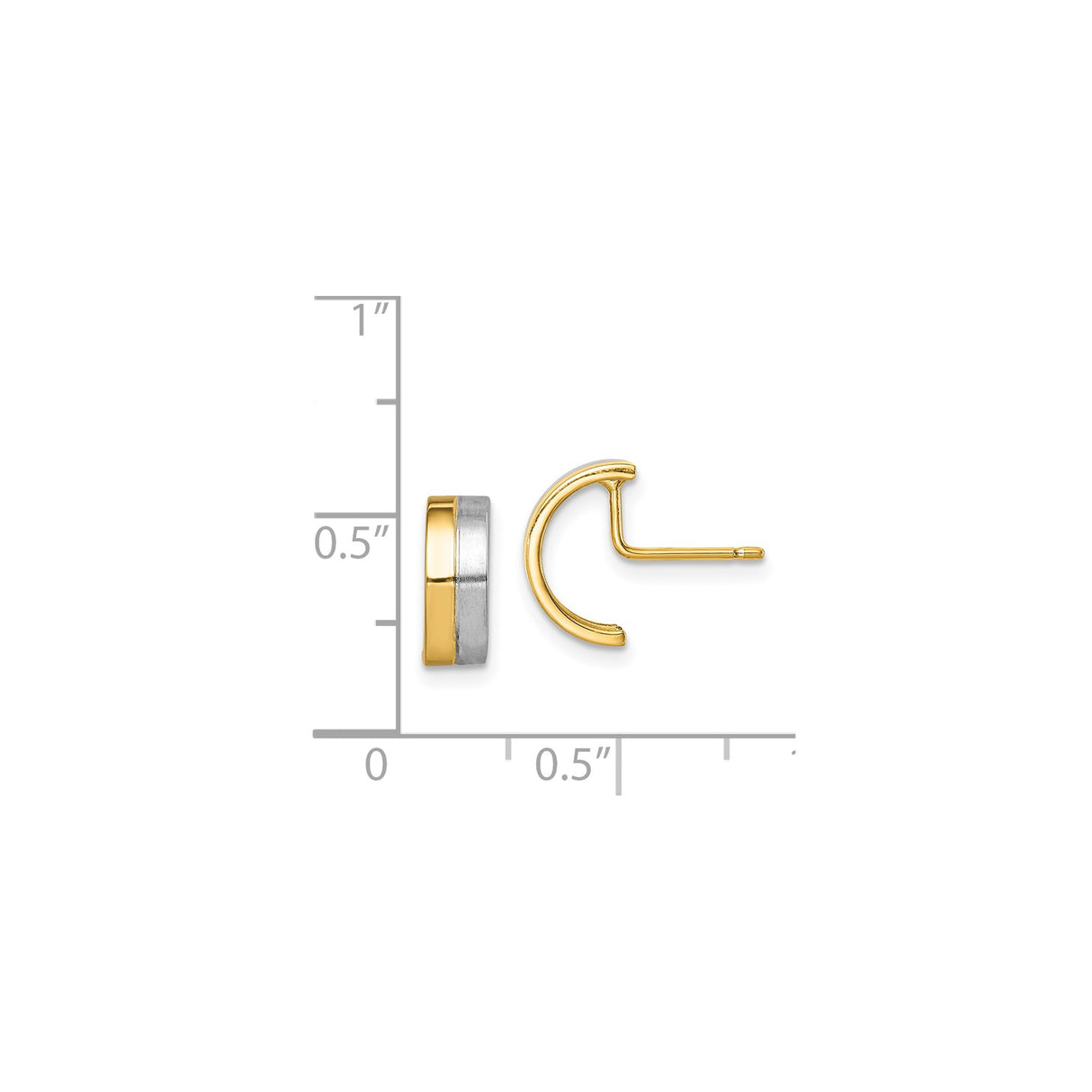 14k Yellow Gold Hoop Earrings with Brushed and Polished Finish, Two-Tone Modern Minimalist Style for Men