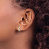 14k Two-Tone Yellow Gold Stud Earrings, Tapered Minimalist Design, Polished Finish