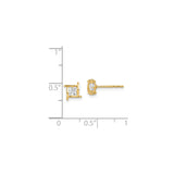 14k Yellow Gold Stud Earrings with Round Cubic Zirconia in Geometric Minimalist Design