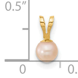 14k Yellow Gold Pendant with Cultured Pearl Drop, Classic Minimalist Style for Women
