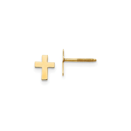 14k Yellow Gold Cross Pendant, Polished Tiny Faith Charm, Classic Spiritual Design for Men and Women