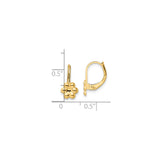14k Yellow Gold Leverback Earrings with Polished Puffed Flower Design for Girls