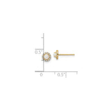 14k Yellow Gold Stud Earrings with Lab Created Opal Center and Cubic Zirconia Halo