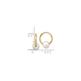 14k Yellow Gold Hoop Earrings with White Freshwater Pearl Drops, Minimalist Design