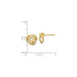 14K Yellow Gold Knot Stud Earrings With Pave Cubic Zirconia