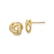 14k Yellow Gold Knot Stud Earrings for Women with Intertwined Loops and Pavé Cubic Zirconia, Symbolic Infinity Design, Modern Minimal Jewelry for Daily Wear, Elegant Classic Gold Style