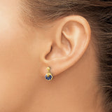 14k Yellow Gold Dangle Stud Earrings with Blue Enamel Scallop Shell Charms, Camino de Santiago Style
