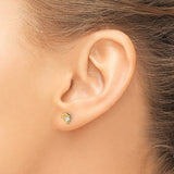 14k Yellow Gold Dolphin Stud Earrings with Cubic Zirconia Center, Ocean Animal Theme